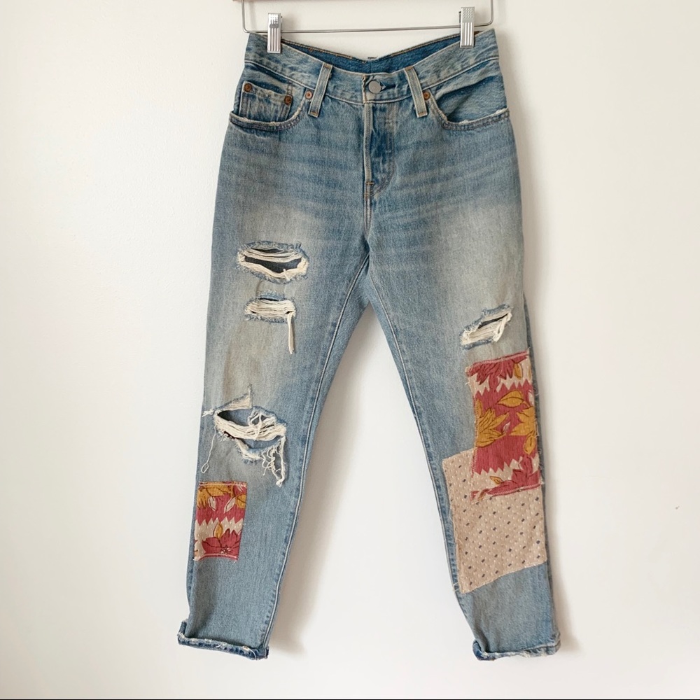 Levi’s 501 denim patch worked denim